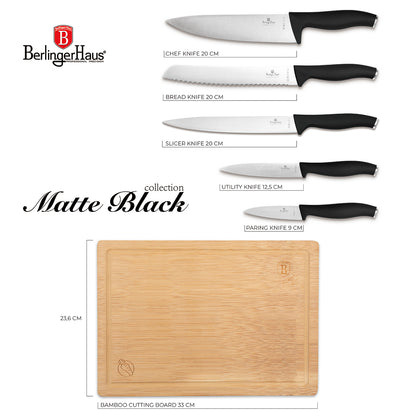 Berlinger Haus Zwart Messenset met Bamboe Snijplank